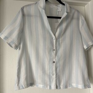 Cynthia Rowley Light Blue and White Striped Shirt